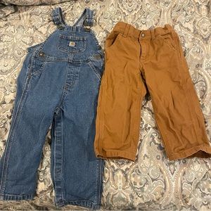 Carhartt Infant Boys Jean Overalls & Brown Dungaree Pants/Jeans Size 24 Months